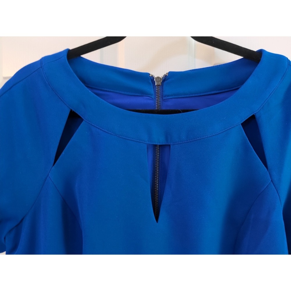 Focus by Shani Royal Blue Keyhole Front Short Slv Lined Sheath Sz 12 NEW W/TAGS